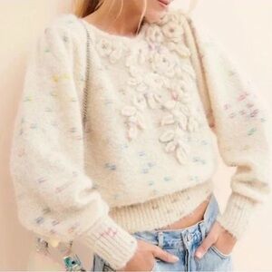 LoveShackFancy Claudette Pullover sweater in Moonrise